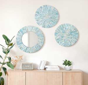 Vietnam Modern <b>MOP</b> Floral Round Mirror Handmade <b>Wall</b> Decor - Product Image 2