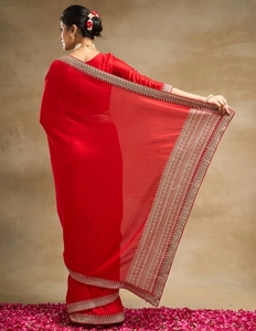 Sari de Seda Pura Bordado al Estilo Bollywood KV - Product Image 3
