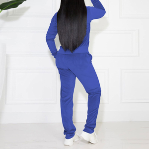 Best Quality <b>Women's</b> Pink Velvet <b>Tracksuit</b> Full Sleeve Hooded Casual Solid Color Side Pockets Drawstring Closure Autumn Wear - Product Image 3