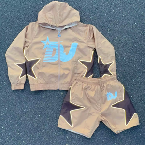 New Wholesale Sweat <b>Wind</b> <b>Breaker</b> Suits Screen Printed Full Zip Tracksuits Nylon Custom Mens Reflective Windbreaker Short Set - Product Image 6