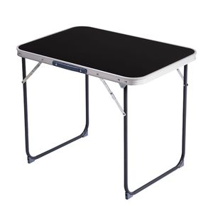 Table pliante en aluminium noir de 2,3 pieds pour le camping, la ferme, la cuisine, le parc, la plage, de forme carrée avec pieds en tréteau, en métal et plastique - Product Image 3