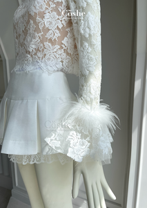 Coshe ชุดเดรสลำลองสำหรับปาร์ตี้ของผู้หญิง, ชุดเดรสลูกไม้แขนยาวหวานๆลายดอกไม้ชุดเด็กผู้หญิงเอวธรรมชาติ - Product Image 5