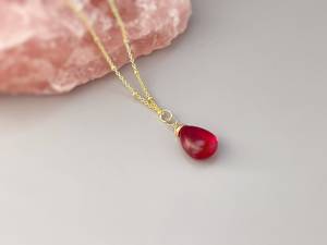 Collier en tourmaline rose fait main, pendentif en quartz rose, plaqué or 14 carats, argent sterling, or rose, bijoux en pierres précieuses faits à la main - Product Image 4