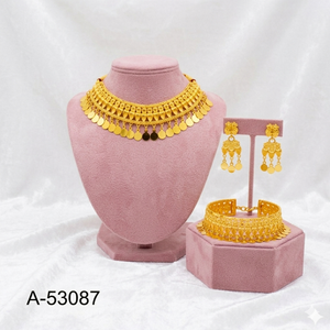 MOLL JEWELLERS Indian Wedding Gold Plated Zinc Alloy Zircon Jewelry Set Trendy Torque Necklace Dangle Earrings Bracelet Third - Product Image 4