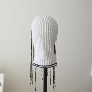 Custom Distressed Baddie Gangsta 3 Hole Crochet Ghost Ski Mask Creepy Clown Balaclava Knit Halloween Hat - Product Image 4