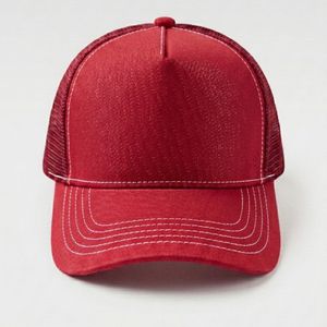 Casquette de baseball trucker vintage délavée en coton avec dos en maille, visière incurvée, surpiqûres contrastées, ajustable, style streetwear décontracté - Product Image 1