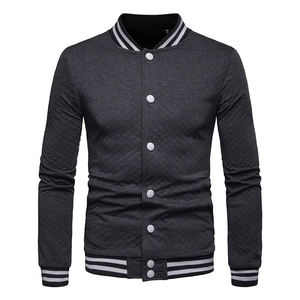 เสื้อแจ็คเก็ตขนสัตว์ทรงสลิมฟิตสำหรับผู้ชาย สไตล์แฟชั่น Letterman ลำลองแบบ Bomber สำหรับฤดูหนาว ฤดูกาลเบสบอล ติดกระดุมถัก - Product Image 1