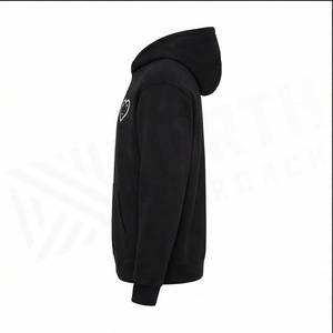 Sweat-shirt à capuche noir pour homme avec imprimé cœur, poche avant, style décontracté, coupe classique, vêtement d'automne - Product Image 3