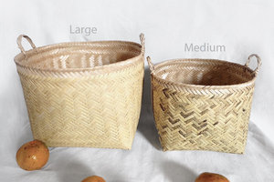 Handmade Thai Bamboo <b>Basket</b> Woven Storage <b>Hamper</b> Eco Friendly Natural Bamboo Organizer OEM Supplier Vietnam - Product Image 3