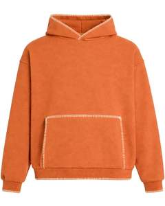 Sweat-shirt à capuche surdimensionné orange pour homme, avec poche kangourou, style streetwear, épais, décontracté, mode hiver, fabricant - Product Image 1