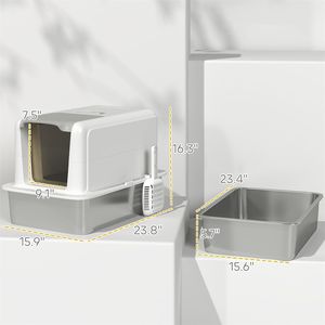 Lettiera Intelligente XXL per Gatti con Pulizia Automatica, Toilette per Animali Domestici con Ampio Spazio Interno per Soggiorno, in Legno, Conveniente - Product Image 4