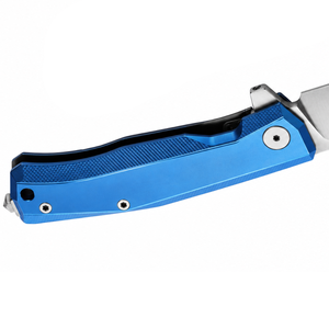 Navajas Plegables Azul Brillante con Hoja de Punta Caída Plateada, Mango Metálico Duradero, Clip de Bolsillo y Abrepuertas Manual para Camping y Uso Diario - Product Image 5
