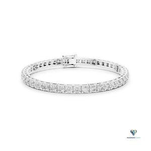 5.17 CT White <b>Gold</b> Round Lab Grown Diamond Tennis Bracelet in 14K <b>Solid</b> <b>Gold</b>, 6.4 Inch Collet Set Classic Bracelet - Product Image 1