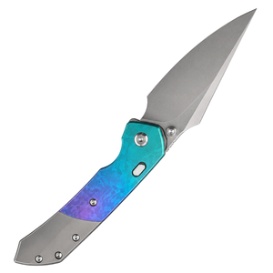 Navajas Plegables Azul Plateado, Morado y Turquesa con Mango con Acabado Degradado, Hoja Plateada Satinada y Clip de Bolsillo para Uso Diario - Product Image 1