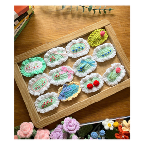 Hand Crochet Hair <b>Clips</b> Baby Girl Knitted <b>Bow</b> Barrettes Floral Animal Hair Accessories DIY Craft Kit - Product Image 6