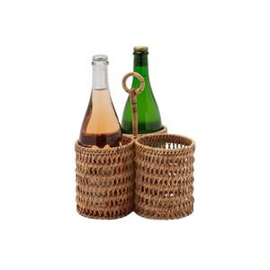 Porte-vin double en rotin écologique, fait à la main, tissé naturellement, design durable pour le vin et les boissons, vente en gros - Product Image 2