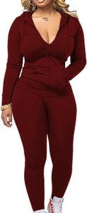Custom Logo Women's Summer Sweatpants and Hoodie <b>Set</b> Plus Size Long Sleeve Outfits - Product Image 3