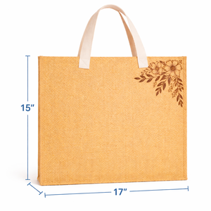 Sac fourre-tout écologique en jute Amani, imprimé floral aux coins, réutilisable, pour les courses, avec logo personnalisé, pour exposition, vente en gros - Product Image 2