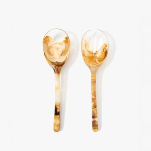 Epoxy Resin Salad Servers Set Black Speckled Finish Kitchenware Tableware Food <b>Serving</b> Salad Server Tools At Best Price - Product Image 1