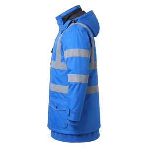 Custom OEM High Visibility Reflective <b>Winter</b> Safety <b>Parka</b> Jacket Waterproof Hooded Padded Workwear <b>Coat</b> for <b>Men</b> - Product Image 2