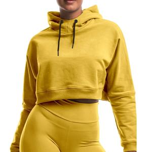 Top corto de manga larga, sudadera personalizada bordada, Sudadera con capucha de 2 piezas, conjunto de sudaderas informales de algodón para mujer 2026 - Product Image 1