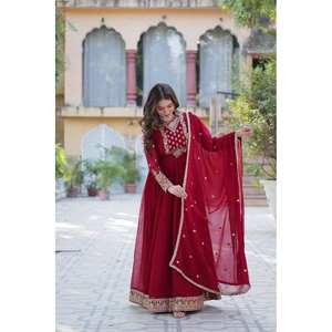 Robes de soirée pour fêtes Robe de travail brodée à paillettes et ensemble Dupatta - Product Image 6