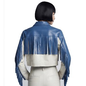Custom <b>Biker</b> Leather Fringe <b>Jacket</b> Wholesale Female Leather Fringe <b>Jacket</b> Women Leather Fringed <b>Jacket</b> With Zip-Up - Product Image 2