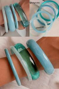H a CRAFT Women's Classic Party Vintage <b>Resin</b> Bangles & Bracelets Handmade Epoxy <b>Resin</b> Jewelry with Carved Floral Design - Product Image 5