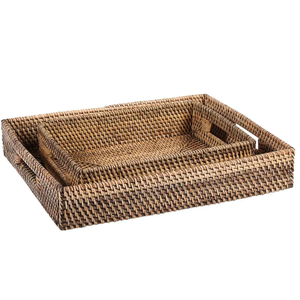 Bandeja Rectangular de Ratán de Primera Calidad, Tejida a Mano, con Asas de Madera, Ecológica, para Servir Té, Café y Decoración de Cocina - Product Image 3