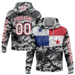 Sweat-shirt à capuche sportif camouflage blanc-rouge 3D avec drapeau panaméen, nouveau design personnalisé, vente en gros directe pour l'industrie - Product Image 1
