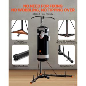 2 in 1 Heavy-Duty Steel Workout Equipment Adjustable Punching Bag <b>Stand</b> with Pull Bar for <b>Boxing</b> Training Punching Bag <b>Stand</b> - Product Image 5