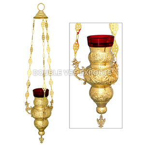 Lampe de sanctuarium en laiton avec support en verre rouge |   Lampe de veilleuse suspendue pour église – DOUBLE VEE EXPORTS - Product Image 2