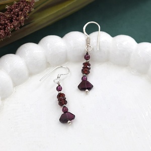 Natural Garnet Red Crystal Birthstone <b>Dangle</b> <b>Earrings</b> 925 Sterling <b>Silver</b> Handmade Gemstone Jewelry for Women - Product Image 6