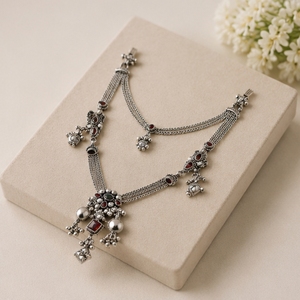 Joyería Dviti, Colgante Tradicional Judío de Plata 925 con Cadena Multicapa y Diseño de Piedras, Adorno Étnico de Plata para Mujer, Regalo - Product Image 3