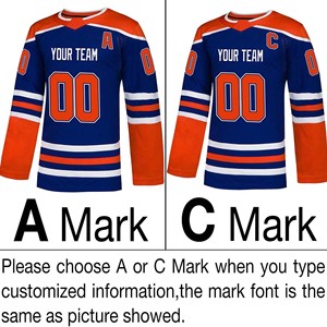Maillot de hockey sur glace personnalisé bleu orange, impression sublimée, manches longues, respirant, séchage rapide, écologique, maille polyester 3D, unisexe - Product Image 4