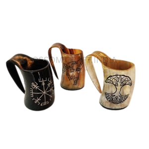 Corne à boire de buffle fabriquée à la main authentique verre à liqueur corne de boeuf tasse à liqueur style viking médiéval juste pour la revente - Product Image 6