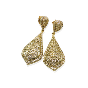 Round Cut Natural <b>Diamond</b> Drop <b>Dangle</b> <b>Earrings</b> Ladies 2.22 Cttw 925 Sterling Silver Yellow Plated Prong Set Trendy Wholesale - Product Image 4