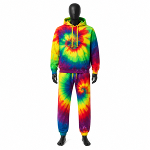 Sudadera con capucha unisex extragrande de algodón teñido anudado, estilo urbano, de alto gramaje, con lavado ácido arcoíris y diseño en espiral, venta al por mayor personalizada 2026 - Product Image 1