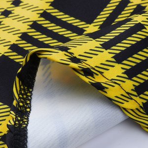 Women's Yellow Black Plaid A-<b>Line</b> Pleated Mini Skirt High Waist Woven Satin Breathable Ruffles Casual Style Summer - Product Image 6
