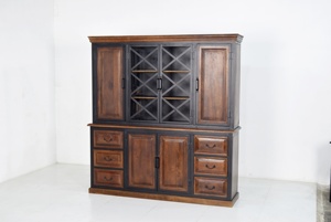 Cajones de puerta de vidrio con marco de hierro de Diseño Industrial de doble pieza de madera de mango macizo Vintage para muebles de casa, bar y granja - Product Image 2