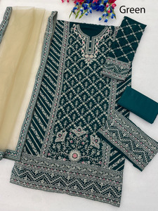 La mayoría de los productos de tendencia Salwar Kameez vestido de novia de estilo indio pakistaní con bordado para damas ropa de fiesta confeccionada - Product Image 4