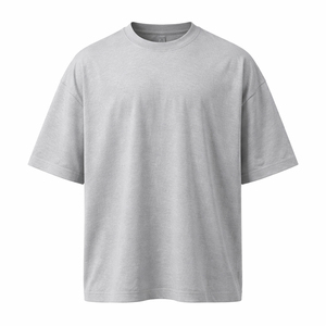 เสื้อยืดคอกลมสีเทาสำหรับผู้ชาย แขนสั้น ทรงปกติ ผ้าฝ้ายเจอร์ซีย์ 100% สีพื้น ดีไซน์คอกลม - Product Image 1