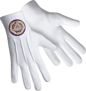 Gants maçonniques blancs 100 % coton pour ancien maître maçon - Gants à symboles de maître maçon - Product Image 4