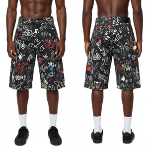 Shorts en jean amples pour hommes, style streetwear, fabrication sur mesure en gros - Product Image 1