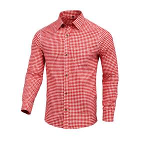 <b>Men</b>’s <b>Red</b> Bavarian Trachten Festival <b>Shirt</b> Cotton Long Sleeve Authentic German Wear S to 4XL - Product Image 1