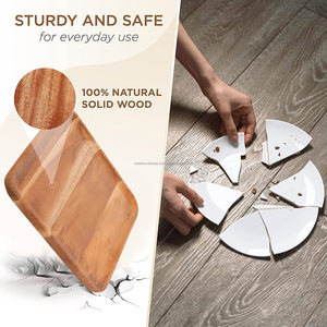 ถาดเสิร์ฟแบ่งเป็นไม้เนื้อแข็งทำด้วยมือมีสามช่องสำหรับร้านอาหารคาเฟ่และใช้ในบ้านเพื่อความบันเทิง - Product Image 2