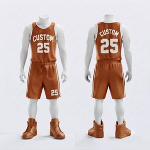 Uniforme de Baloncesto Personalizado Color Naranja Quemado, Conjunto de Camiseta y Pantalones Cortos, Ropa Deportiva Transpirable de Malla, Fabricante Mayorista - Product Image 1