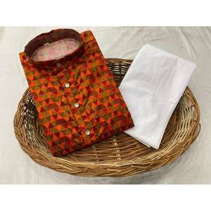 ชุดนอนผ้าฝ้ายพิมพ์ลายน่ารักสำหรับผู้ชายสีส้ม - Product Image 1