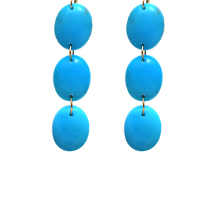 Pendientes de borla de varias hebras de turquesa azul cielo natural con cabujón de flecos de oro amarillo macizo de 18 quilates, de lujo, piedra de nacimiento de diciembre - Product Image 3
