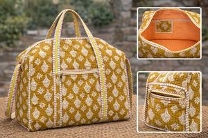 Sac de voyage en coton imprimé à la main de style bohème vintage indien, design matelassé, sacs de shopping imprimés uniques, compagnon de voyage - Product Image 4